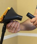 Person connecting Popcorn Ceiling Scraper Vacuum Attachment for Shop Vacuums, Acoustic Texture Removal Tool pole and hose.