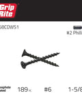 Heavy Duty Coarse Thread Drywall Screws With Phosphate Coating For A Boss Finish And Rock Solid Wall Holds Bugle Head Design Kills Stripping During Quick Installations One Pound Bundle Packs 189 Tough Black Fasteners That Nail Any Drywall Setup with #2 Phillips head and rugged design.