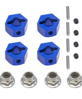 Blue Beefed Up Aluminum 12mm Hex Wheel Hubs with axle pins and nuts for 1/10 Scale RC Slash 4x4 Stampede 4x4 Rustler 4x4.