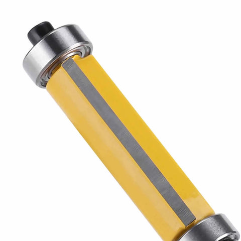 Close-up of Pro Grade Double Bearing Flush Trim Router Bit Set Two Pack One Quarter Inch Shank One Half Inch Cutting Diameter for CNC machines