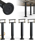 Heavy Duty Adjustable Bed Frame Support Legs Built Tough Straight Up Solid Game Changer Ends Wobbly Slats Center Post Reinforcement Kit King Queen Beds 4 Pack shown in black steel design.