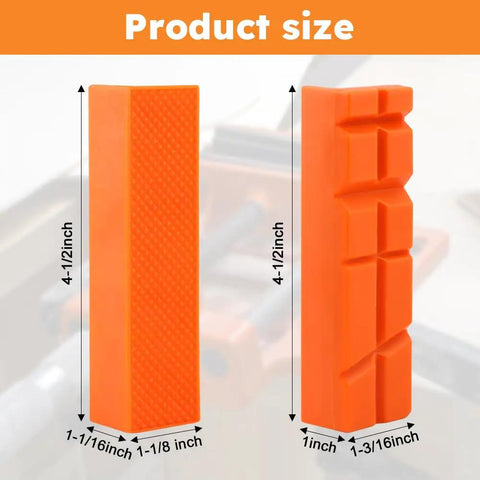 Two Pairs Of 4 Inch Soft Vise Jaws With Magnetic Protective Covers For Bench Vise, showing multi-groove and waffle pad sizes.