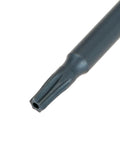 Super Cool 10 Pc Long T10 Hex Magnetic Screwdriver Bits Kit Made From Tough S2 Steel With Solid Grip Heads Perfect For Any Heavy Duty Drill Job In the Garage Or On the Road Today. Close-up of one long T10 hex magnetic S2 steel screwdriver bit