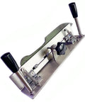 Rock Solid Knife Jig For Belt Grinder Sharpening With Double Arm Grip And Rust Proof Stainless Steel Build To Nail Edge Angles Every Time On Any Belt Sander Or Belt Machine For Fast Blade Prep Ready, showcasing dual grip arms and alignment features.