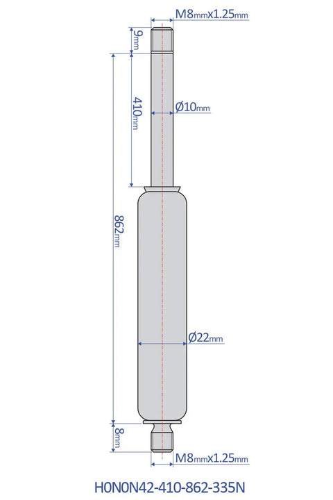 Built Like A Tank For Serious Heavy Duty Shop Jobs This Premium 34 Inch Gas Spring Strut dimensions diagram view with precise measurements.