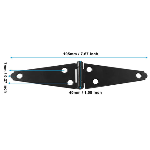 Heavy Duty Black Strap Hinge Set For Wooden Garden Sheds And Backyard Gates Built Tough Four Inch Corrosion Resistant Iron Tee Hinge Hardware No Sweat Install
