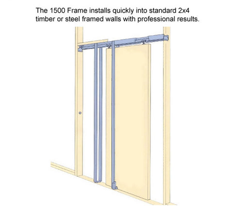 Quadro 4088 Interior French Double Pocket Doors With Frosted Glass In Black MDF 48x80 Modern Style Doors frame installation diagram