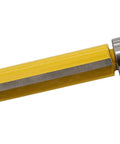 Awesome 1 Inch Wood Router Bit With Top And Bottom Bearings For Smooth Trim Work and template projects, showing yellow carbide tip.