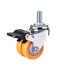 Heavy Duty Caster Wheels For Furniture And Equipment, 1.5 Inch Silent Rubber Swivel Casters With Brake, M12 Thread Mount close-up.