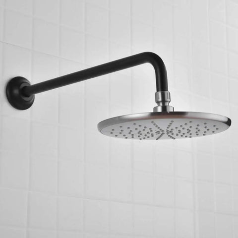 16 Inch L Shaped Shower Arm Extension With Matte Black Finish, Heavy Duty Stainless Steel Arm With Flange Included, 90 Degree Design