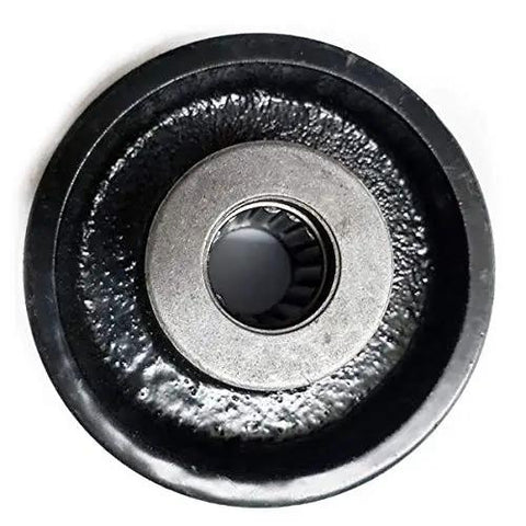 Top view of Tough As Nails 4 Inch Steel Roller Bearing V Groove Wheel For Sliding Gate Track With Sealed Bearings 900 Lb Capacity.