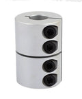12.7mm To 15mm Shaft Coupling 45mm Long 32mm Diameter Aluminum Alloy Joint for CNC, shown with clamp screws