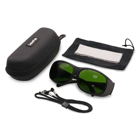 Heavy Duty Ipl Safety Glasses With Broad Spectrum Protection For Hair Removal And Beauty Therapy Lock In Zero Stress Eye Coverage For 200 To 2000 Nm Uv Rays And Blue Light Filters with case and cleaning cloth.