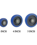 3, 4, and 5 inch wheel options of 4 Pack Heavy Duty Furniture Casters Swivel Wheels For Industrial Equipment And Carts Rubber Roller