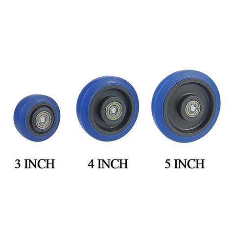 3, 4, and 5 inch wheel options of 4 Pack Heavy Duty Furniture Casters Swivel Wheels For Industrial Equipment And Carts Rubber Roller