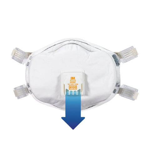 Lead Paint Removal N100 Respirator With Valve 8233 One Pack NIOSH Approved Cool Flow Exhalation Valve And Advanced Filter Media For Easy Breathing All Day Comfort Adjustable Nose Clip Soft Foam Face Seal