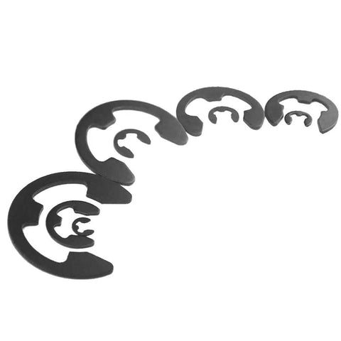 Pro Grade 300 Piece External Retaining Ring Kit In Nine Sizes From 3 mm To 22 mm Black Alloy Steel E Clip Snap Rings displayed