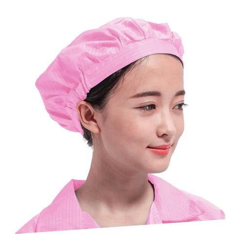 Heavy Duty 12 Pack Breathable Antistatic Mesh Work Caps For Adults in pink, polyester, fitted style.