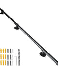 Rock Solid Five Foot Indoor Outdoor Stair Handrail Wall Mount Industrial Pipe Style Galvanized Steel Railing with installation kit.