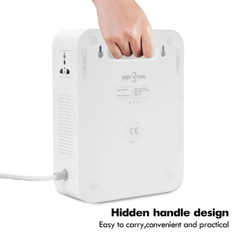 Back view of 2000W Step Up Voltage Converter 110V To 220V with hidden handle and anti-slip feet