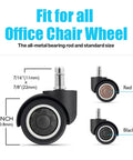 Five Pack 2 Inch Soft TPR Rubber Silent Office Chair Casters Universal Swivel Replacement Wheels in black, red, and brown.