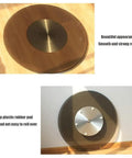 Top view of Big Round Glass Lazy Susan Turntable For Dining Table With Quiet Bearings, showing tempered glass and aluminum base, 90 cm.