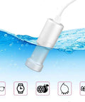 Pretty Dang Handy Portable Ultrasonic Cleaner For Jewelry And Household Tasks, Mini Immersible Washing Basin submerged in water.