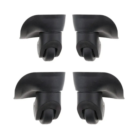 Heavy Duty Universal Swivel Luggage Wheels Replacement Set Silent Dual Bearing Suitcase Casters For Travel Gear No Sweat DIY Upgrade Straight Up Smooth Rolling Small Size, set of four black luggage casters.