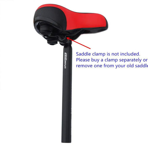 Premium 6061 Aluminum Alloy Seat Post 350mm Long With Multiple Diameters 25.4 27.2 28.6 30.8 31.7mm Black For Mountain And Road Bikes Built To Last Saddle Clamp Not Included shown with a red saddle