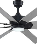 Massive 72 Inch Indoor Ceiling Fan With Bright Led Lighting And Polished Nickel Blades Pushes Insane Airflow and elegant blade design.