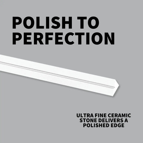 Tri Angle White Fine Grit Sharpening Stone Helps You Polish Blades To A Super Sharp Finish Like A Pro against gray background
