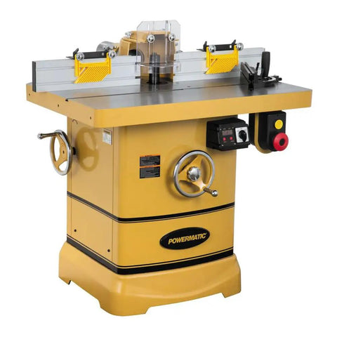 Heavy Duty 5 HP Spindle Shaper With Cast Iron Base And Digital Readout For Zero Error Cutting Includes Micro Adjust Fence and 30 X 40 Table.