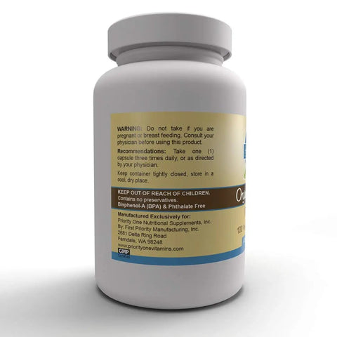 Bottle of Lithium Orotate 5mg Vegetarian Capsules, 100 Count, Non-GMO Gluten Free, Made in USA with label details visible