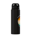Aggressively Hydrated Runner Water Bottle Stainless Steel Insulated Leakproof Gym Gear for Runners with Retro Rainbow Graphic