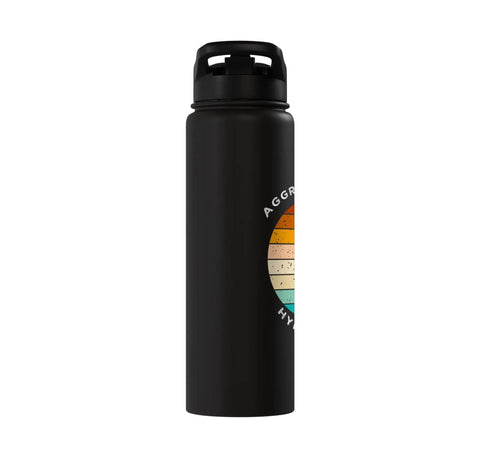 Aggressively Hydrated Runner Water Bottle Stainless Steel Insulated Leakproof Gym Gear for Runners with Retro Rainbow Graphic
