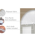 No Tools Needed Arch Window Shade White Pleated Fabric Light Blocking Privacy Shade With Peel And Stick Install 72x36