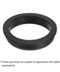 Heavy Duty 3 Inch Round Rubber Grommet Mount With T Shape Design For Zero Hassle Cable Management And Reliable Wire Protection Around The Home Garage Or Truck, showing a thick, durable rubber grommet.