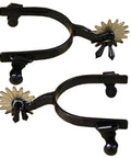 Black Steel Western Jingle Bob Spurs For Men Slim Band Style With One Half Inch Fit And Two Inch Shank, side view