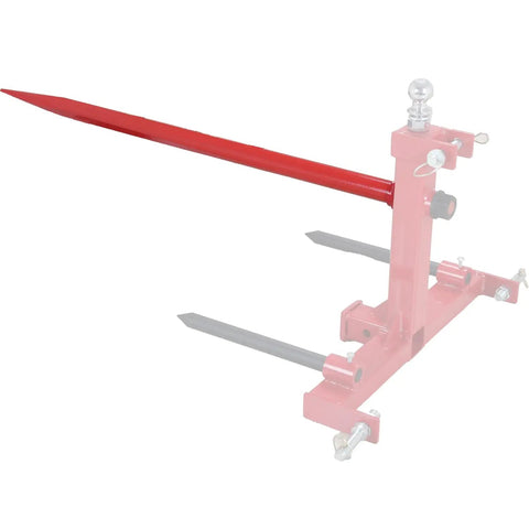 49 Inch Bale Spear With 3000 Lb Capacity Red Coated Bale Forks Hay Spike For Buckets Tractors Loaders Hex Nut Quick Connect