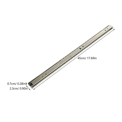 Heavy Duty Ball Bearing Drawer Slides For Ultra Smooth Operation, Two-Section Side Mount Rails, Galvanized Iron, 2-Pack, Perfect For Keyboard Trays, Nightstands, Tool Boxes And Cabinet Furniture, 45cm slide
