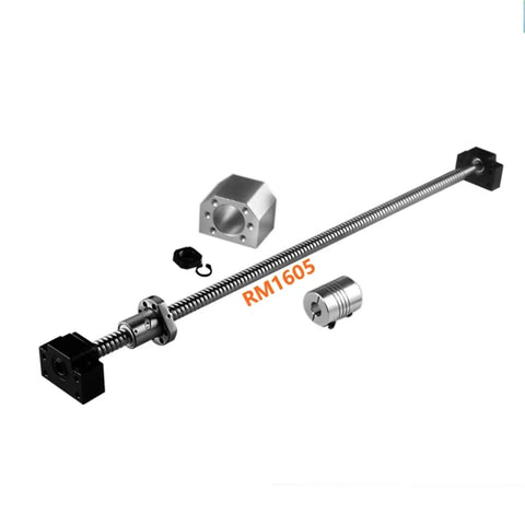 Top Rated RM1605 SFU Ballscrew Kit With C7 Ground Ends Machined Lengths From 250 To 1550mm Plus Nut Housing And Coupler For Router Machine Build, RM1605 ballscrew kit with BK BF12 housing and coupler