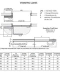 Diagram of Big Time Commercial Bi Fold Door Hardware Kit dimensions and specifications, showcasing hinge types and wall hole widths.