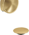 Cool Sunrise Brushed Tub Filler Faucet With Integrated Waste And Overflow Drain Includes Mounting Hardware And Matching Stopper Plug set in brushed gold finish.