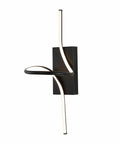 Nine Inch Black Sleek Modern Minimalist Integrated LED Vanity Light Sconce Dimmable Metal Wall Lamp For Bathroom Mirror Living Room Hallway Hardwired ETL Listed, showing a curved design with LED accents.