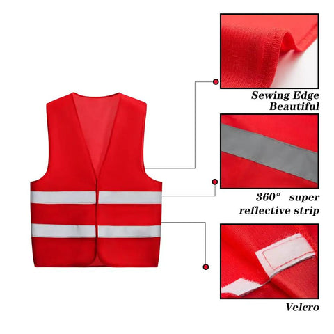 High Visibility Reflective Running Vest For Men And Women, 360 Degree Bright Safety Vest, Red, Lightweight Breathable DTY Polyester