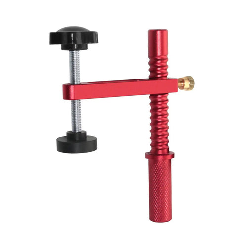 Heavy Duty Aluminum Workbench Clamps With 19mm And 20mm Holes Holdfasts in red, for secure materials in woodworking projects