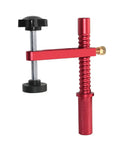 Heavy Duty Aluminum Workbench Clamps With 19mm And 20mm Holes Holdfasts for woodworking, shown in red with quick-lock mechanism.