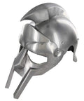 Hand Forged Rhino Legacy Steel Helmet Armor Gladiator Inspired Battle Ready Badass Headgear for Cosplay, polished steel, side view