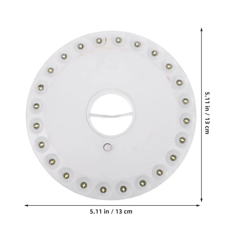 Portable Round Camping Lantern With LED Lights For Outdoor Use, top view showing circular LED arrangement.