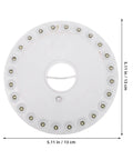 Top view of round LED Camping Lantern Waterproof Portable Tent Light for Hiking and Emergencies, showing dimensions.